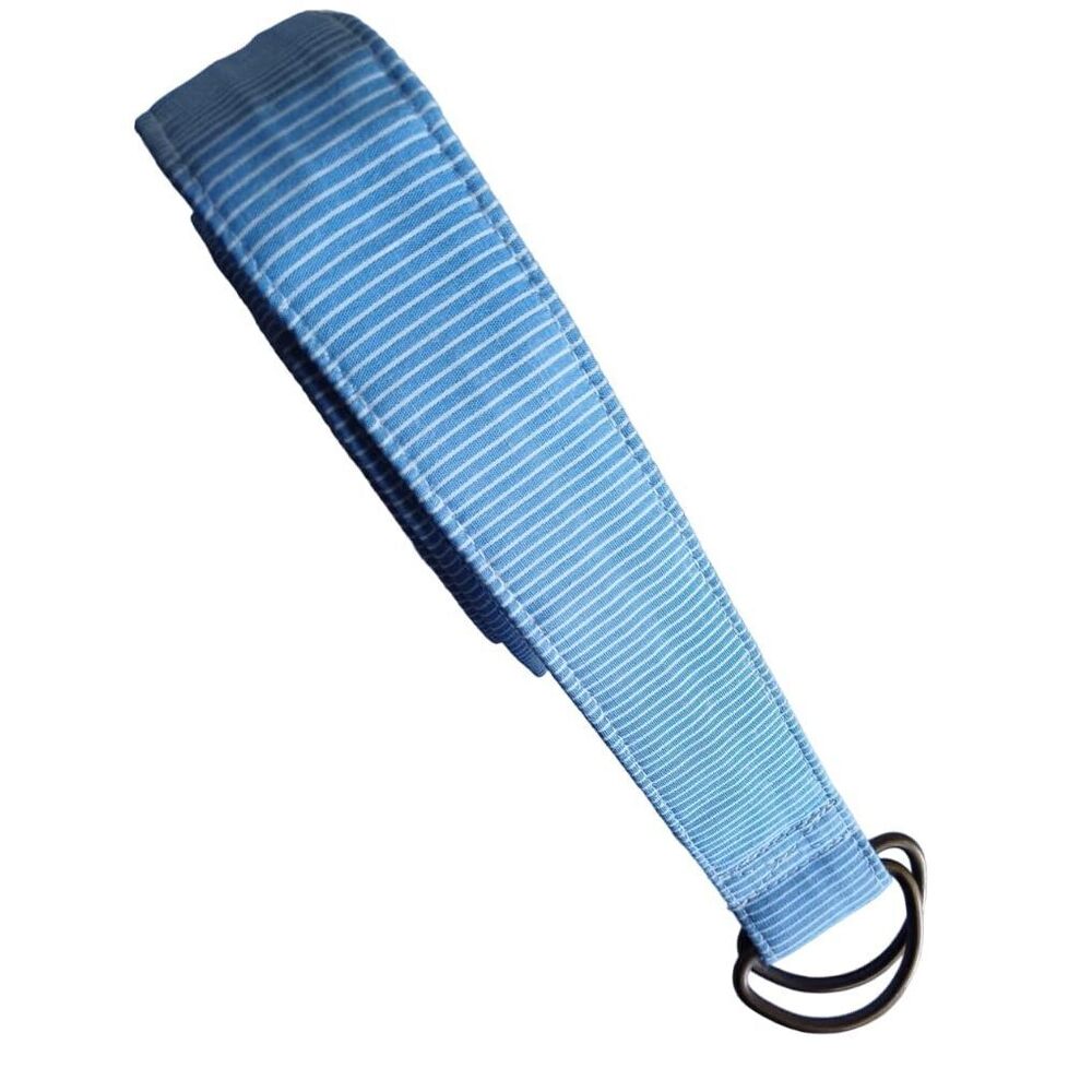 Light Blue Striped Fabric D-Ring Belt - Unbranded